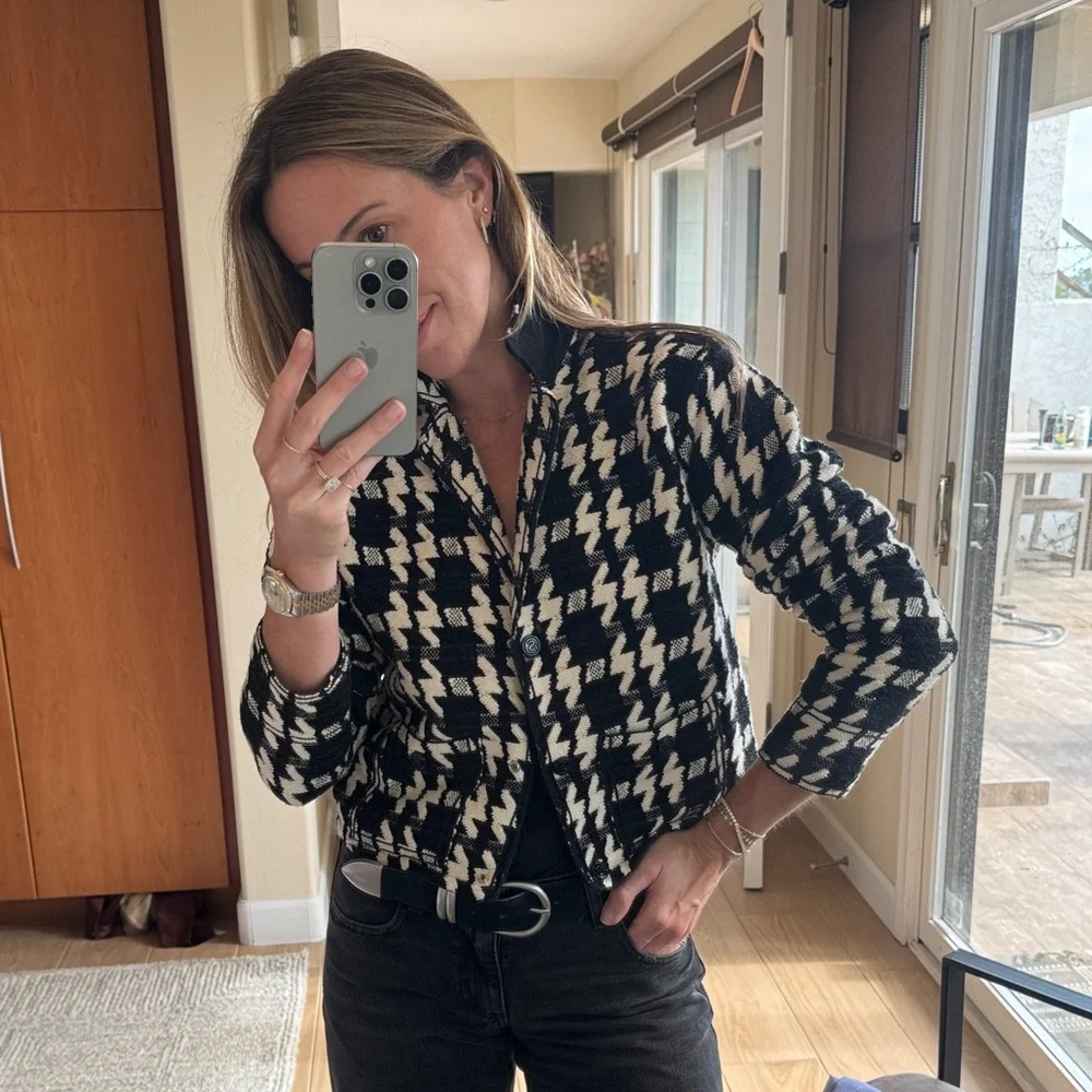 Sandro Monochrome Houndstooth Blazer - Picture 5 of 6